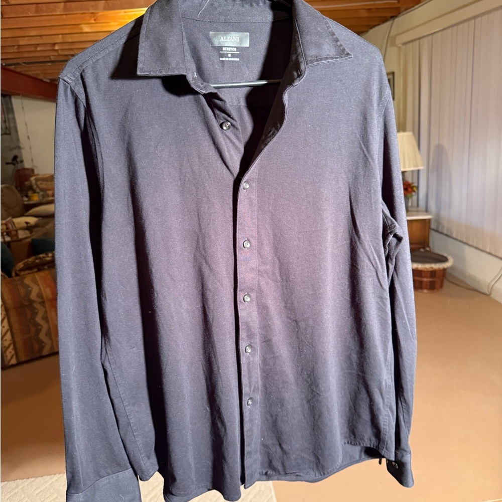 Alfani Black Casual Button Down Shirt